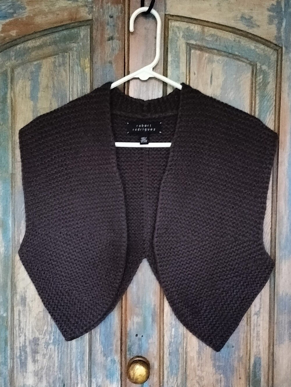 100% Cashmere Robert Rodriguez Cropped Bolero Vest Shrug Truffle Brown M
